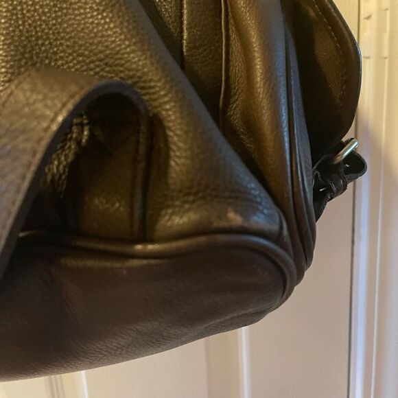 Vintage leather Brown Large Backpack saddle bag. antique tone hardwares.
